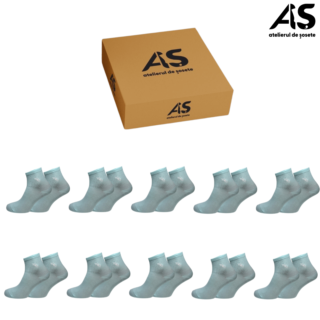 Cutie Șosete Damă Semi-Scurte cu Detaliu Elastic – 10 Perechi | Bumbac