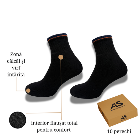 Cutia de Șosete Groase, pentru Bărbați, Model "Flauș Total  SEMI - SCURTE" - 10 perechi