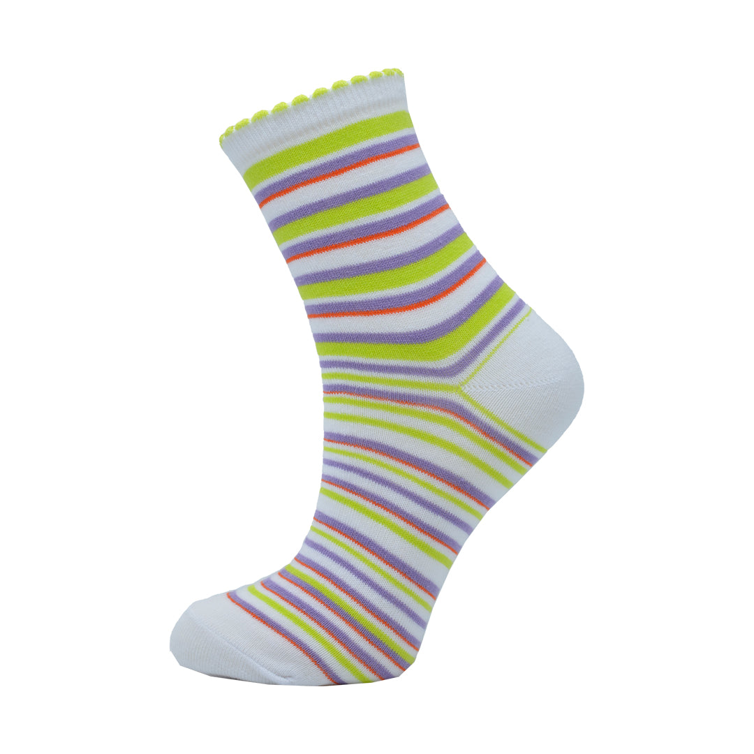 Cutia de Șosete din bumbac, 12 perechi pentru Dama „Model cu Dungi ”-Multicolor🤩