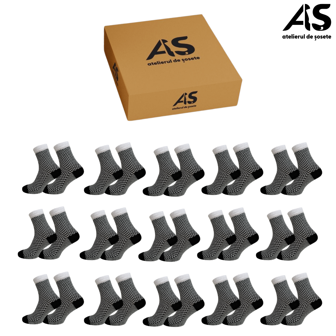 Cutie Șosete Damă Jacard din Bumbac – 15 Perechi | Confort Premium