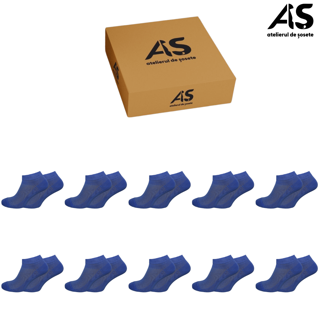 Cutie Șosete Damă Semi-Scurte cu Plasă din Bumbac Pieptănat – 10 Perechi
