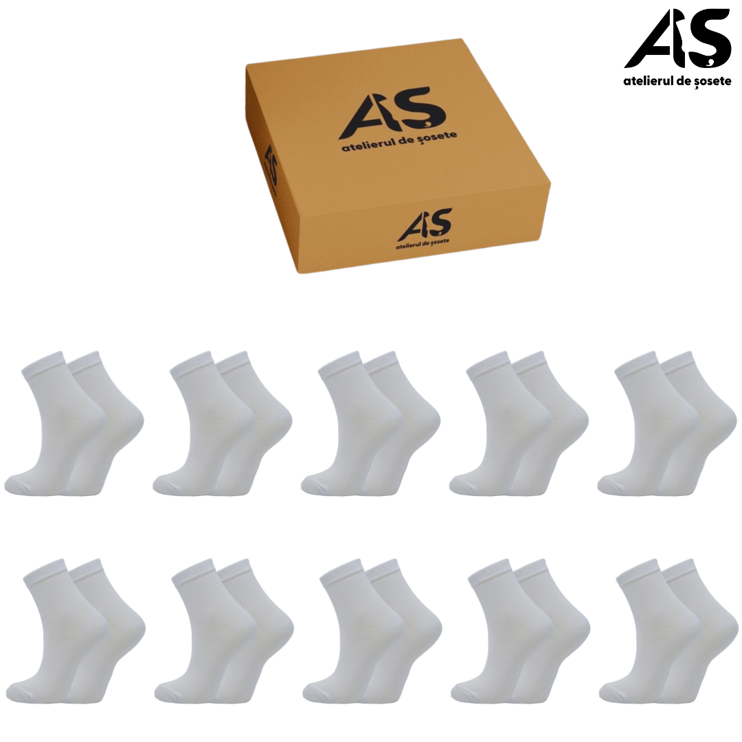 Cutie Șosete Damă Clasice Lungi din Bumbac Pieptănat – 10 Perechi