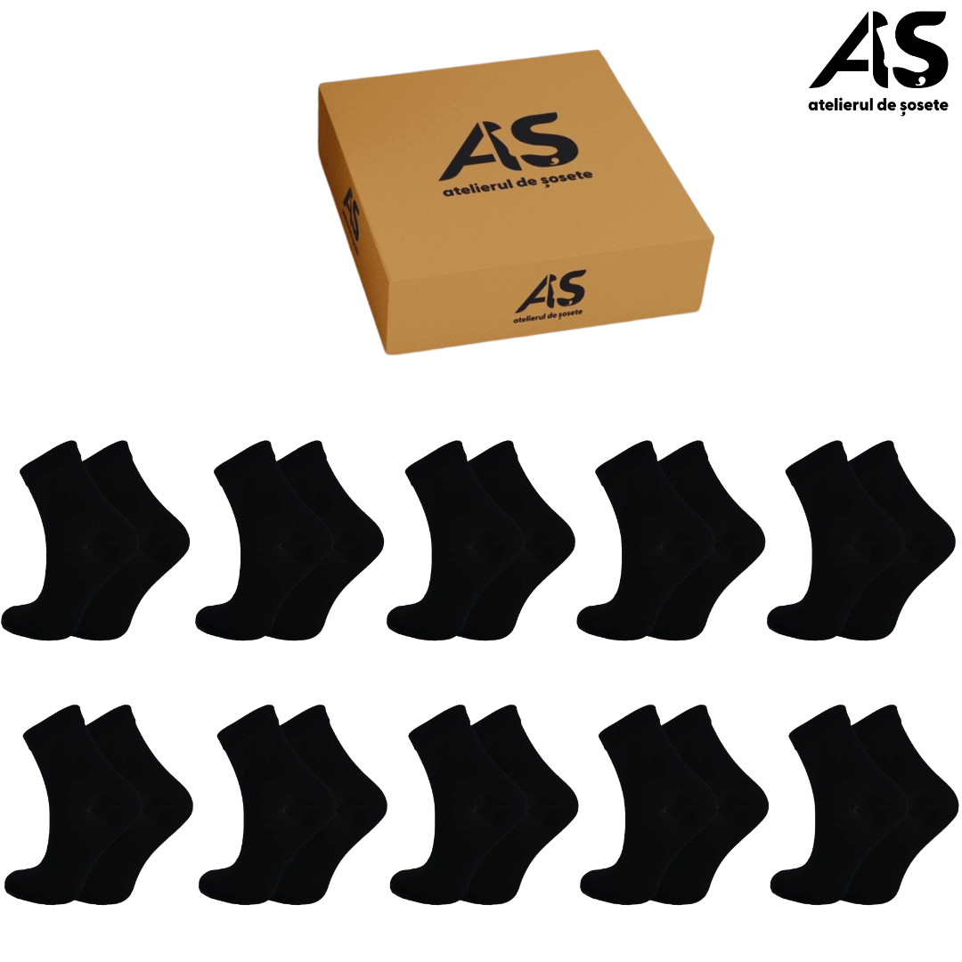Cutie Șosete Damă Clasice Lungi din Bumbac Pieptănat – 10 Perechi