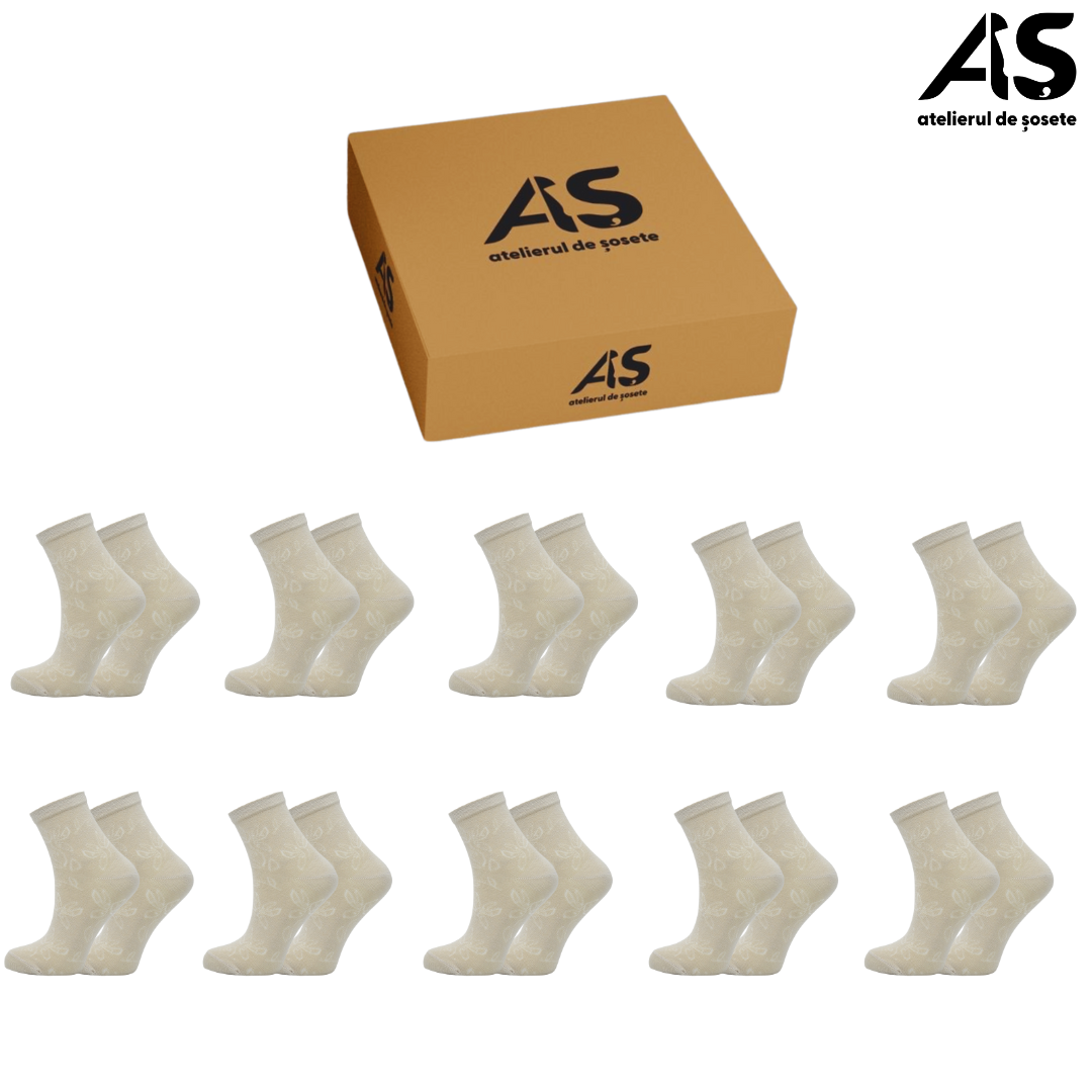 Cutie Șosete Damă Florale din Bumbac – 10 Perechi | Confort Premium