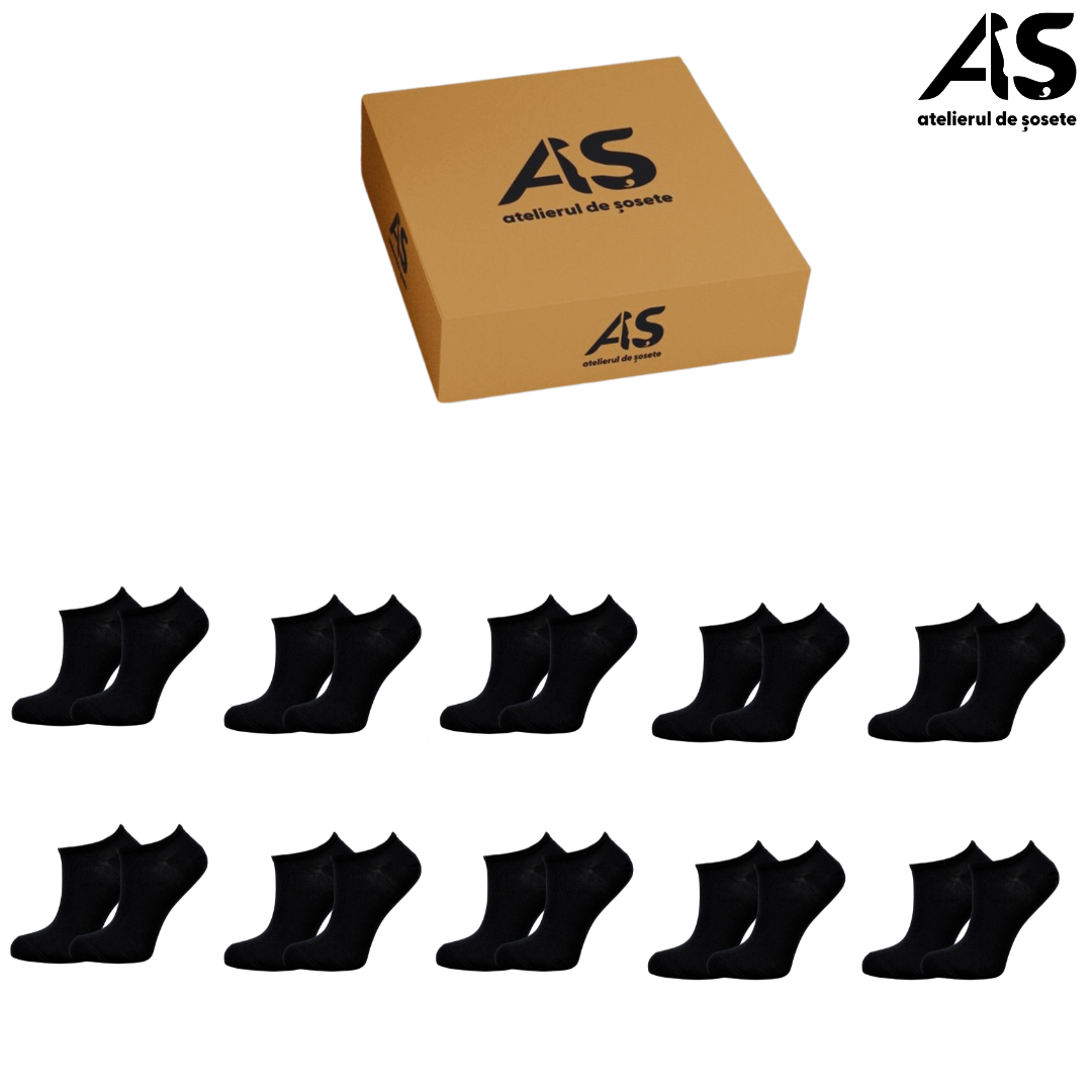 Cutie Șosete Damă Gleznă Glat din Bumbac – 10 Perechi | Confort Zilnic