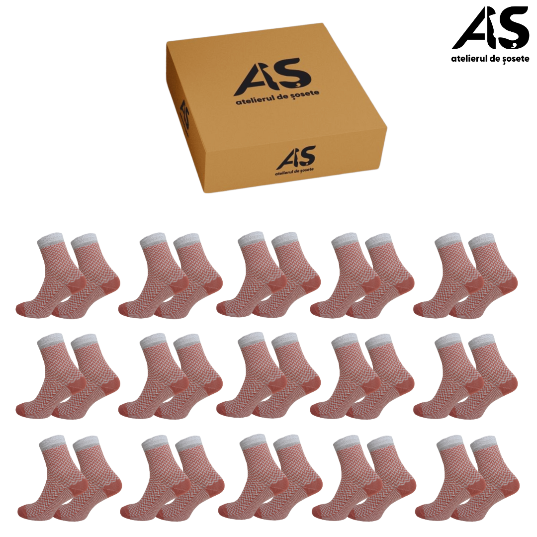 Cutie Șosete Damă Jacard din Bumbac – 15 Perechi | Confort Premium