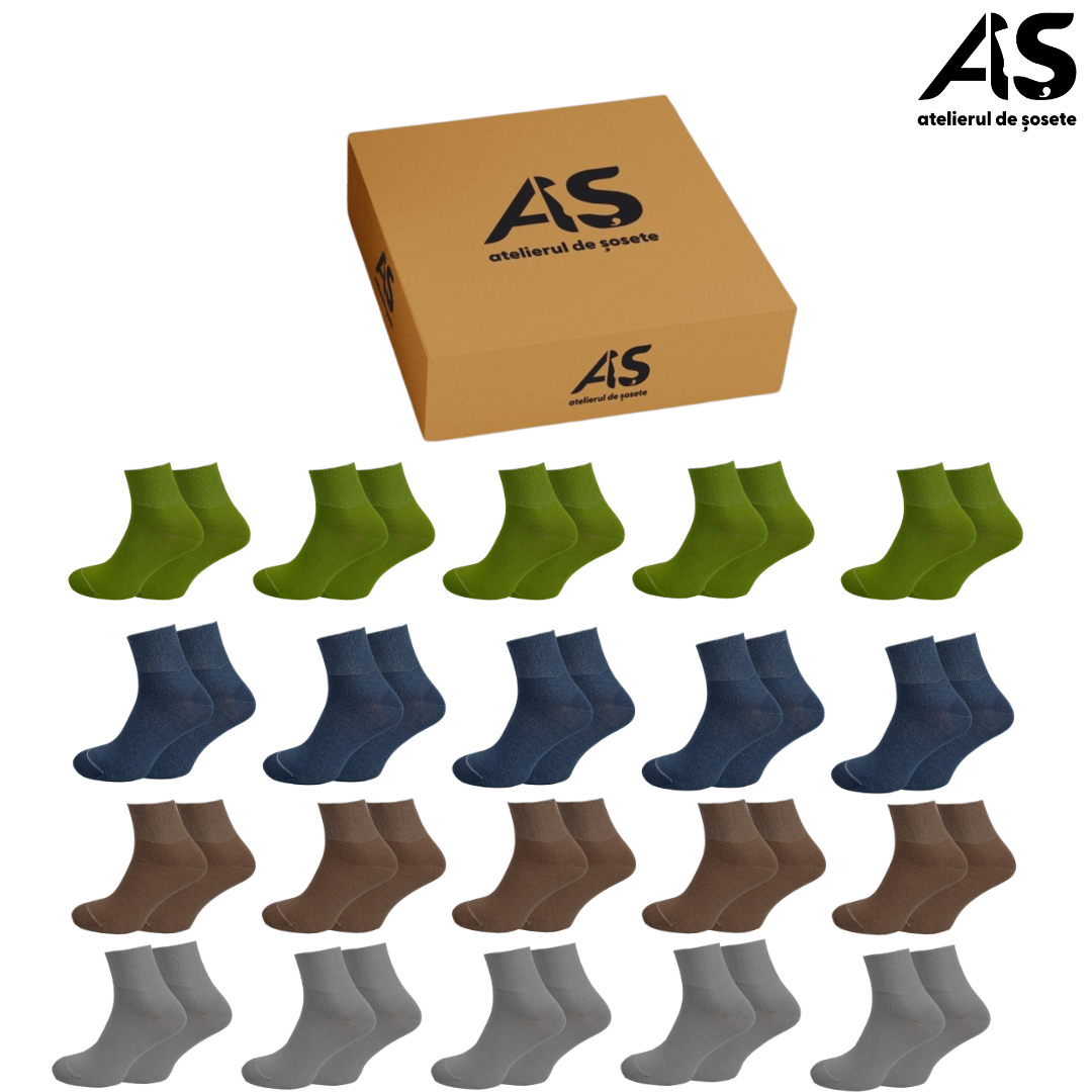 Cutie cu șosete damă Relax scurte din bumbac – fără elastic, multicolor, 20 perechi