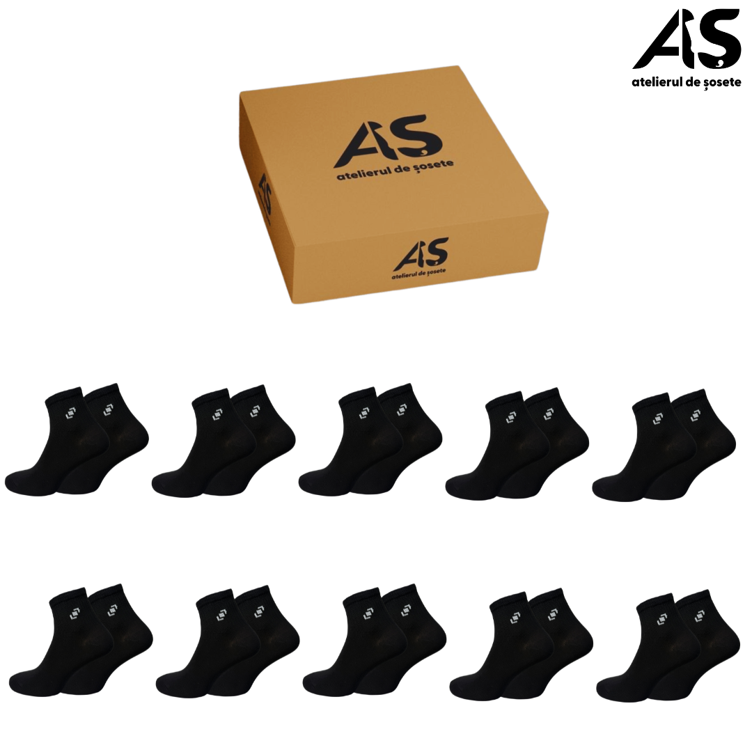 Cutie Șosete Damă Semi-Scurte cu Detaliu Elastic – 10 Perechi | Bumbac