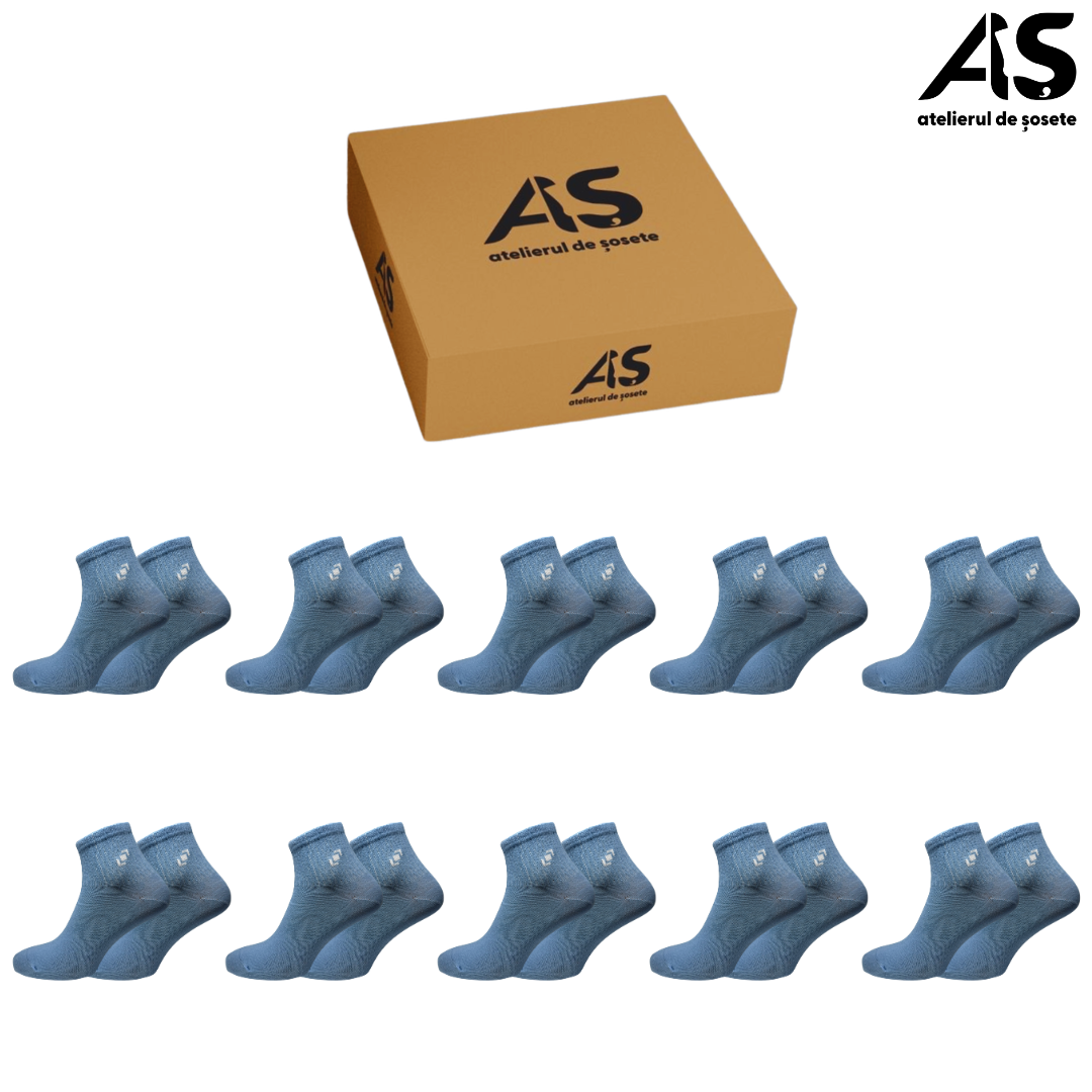 Cutie Șosete Damă Semi-Scurte cu Detaliu Elastic – 10 Perechi | Bumbac