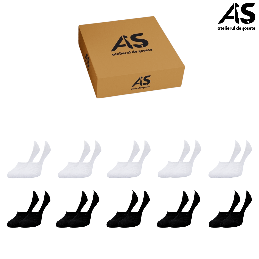 Cutie Șosete Invizibile Tip Tălpici pentru Bărbați – 10 Perechi