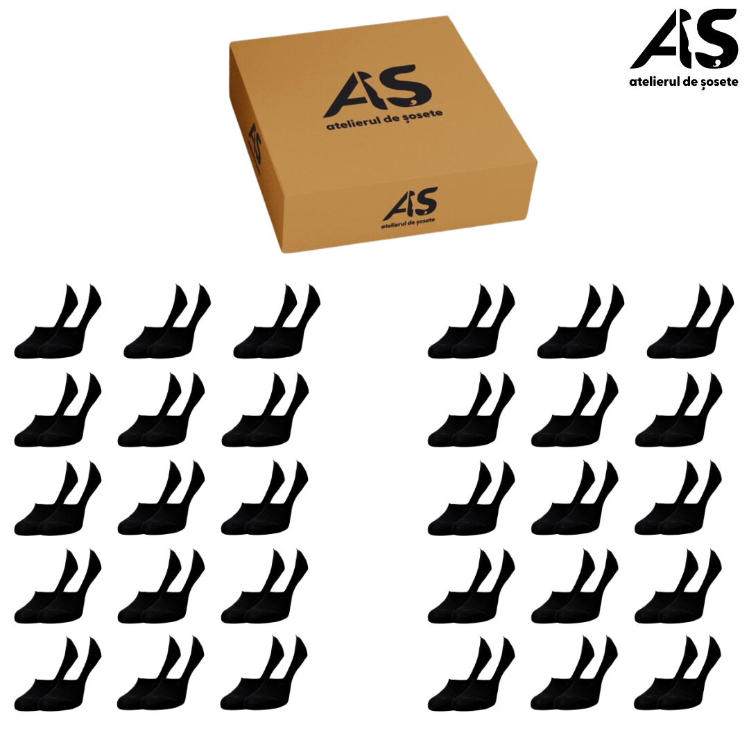 Cutie Șosete Invizibile Tip Tălpici Bărbați – 30 Perechi | Fixare Sigură & Confort