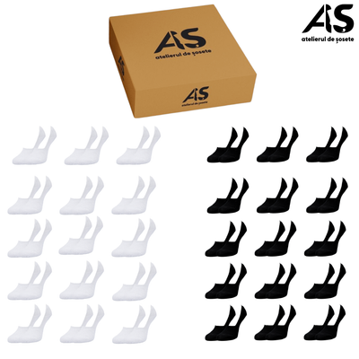 Cutie Șosete Invizibile Tip Tălpici Bărbați – 30 Perechi | Fixare Sigură & Confort