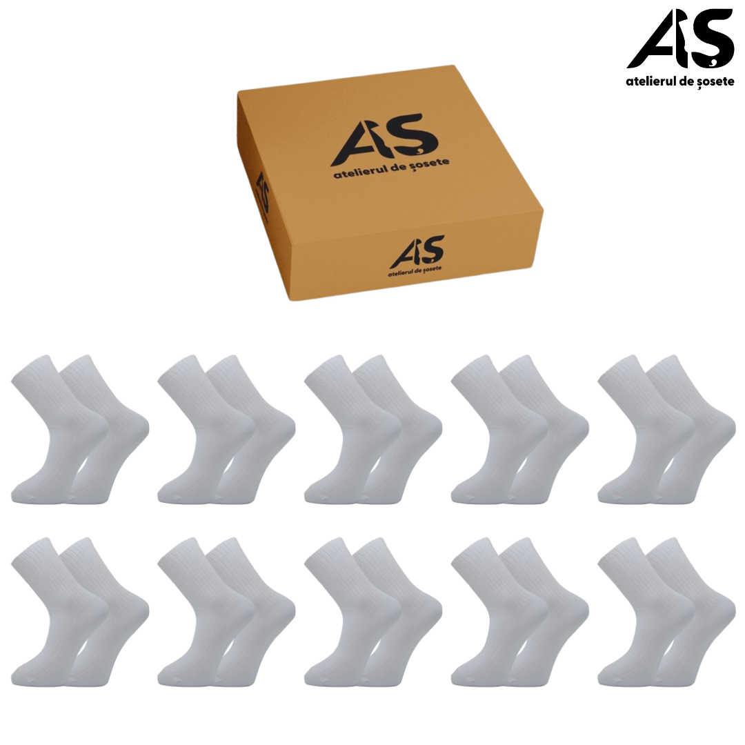 Cutia de Șosete din Bumbac 100%, 10 perechi pentru Damă – Model „Medicinale” (Fără Elastic)