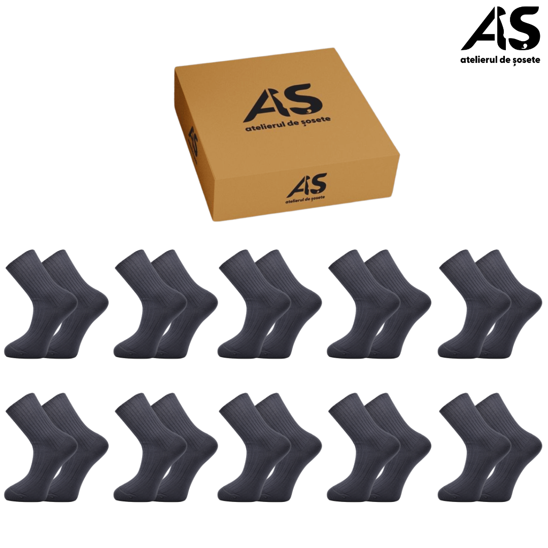 Cutia de Șosete din Bumbac 100%, 10 perechi pentru Damă – Model „Medicinale” (Fără Elastic)