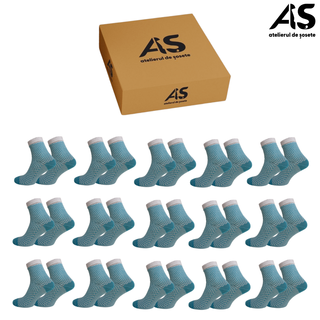 Cutie Șosete Damă Jacard din Bumbac – 15 Perechi | Confort Premium
