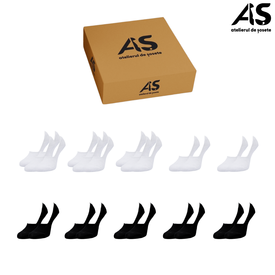 Cutie Șosete Invizibile Tip Tălpici pentru Damă – 10 Perechi