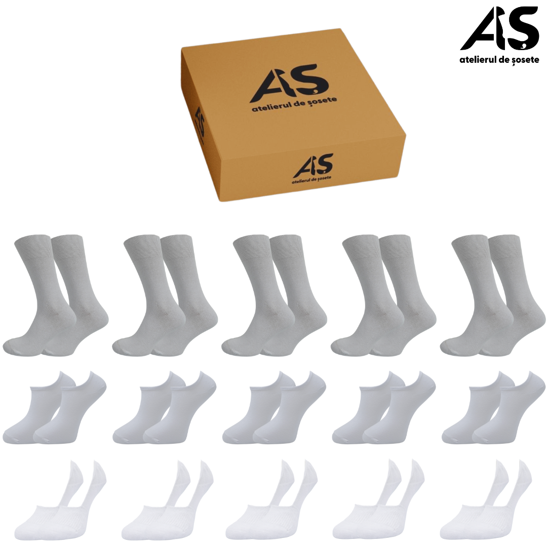 Cutie Șosete Bărbați din Bumbac – 15 Perechi „Șosetele Ideale Extra Fine” | Set Complet