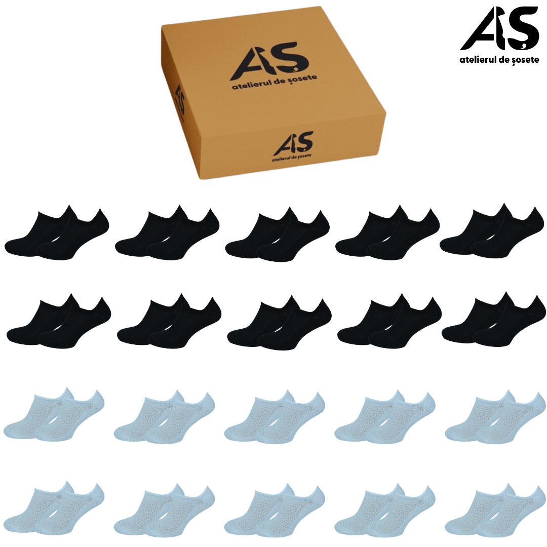 Cutie Șosete Bărbați Gleznă Plasă din Bumbac Pieptănat – 20 Perechi