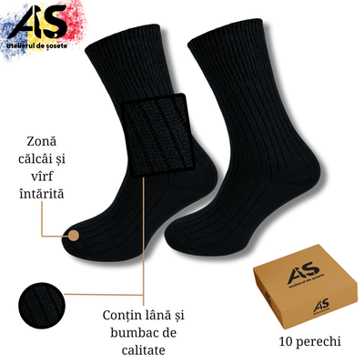 Cutie Șosete Groase Bărbați Lână & Bumbac – 10 Perechi Călduroase