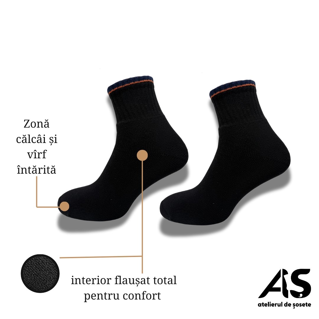 Cutie Șosete Groase Bărbați Flauș Total Semi-Scurte din Bumbac – 10 Perechi