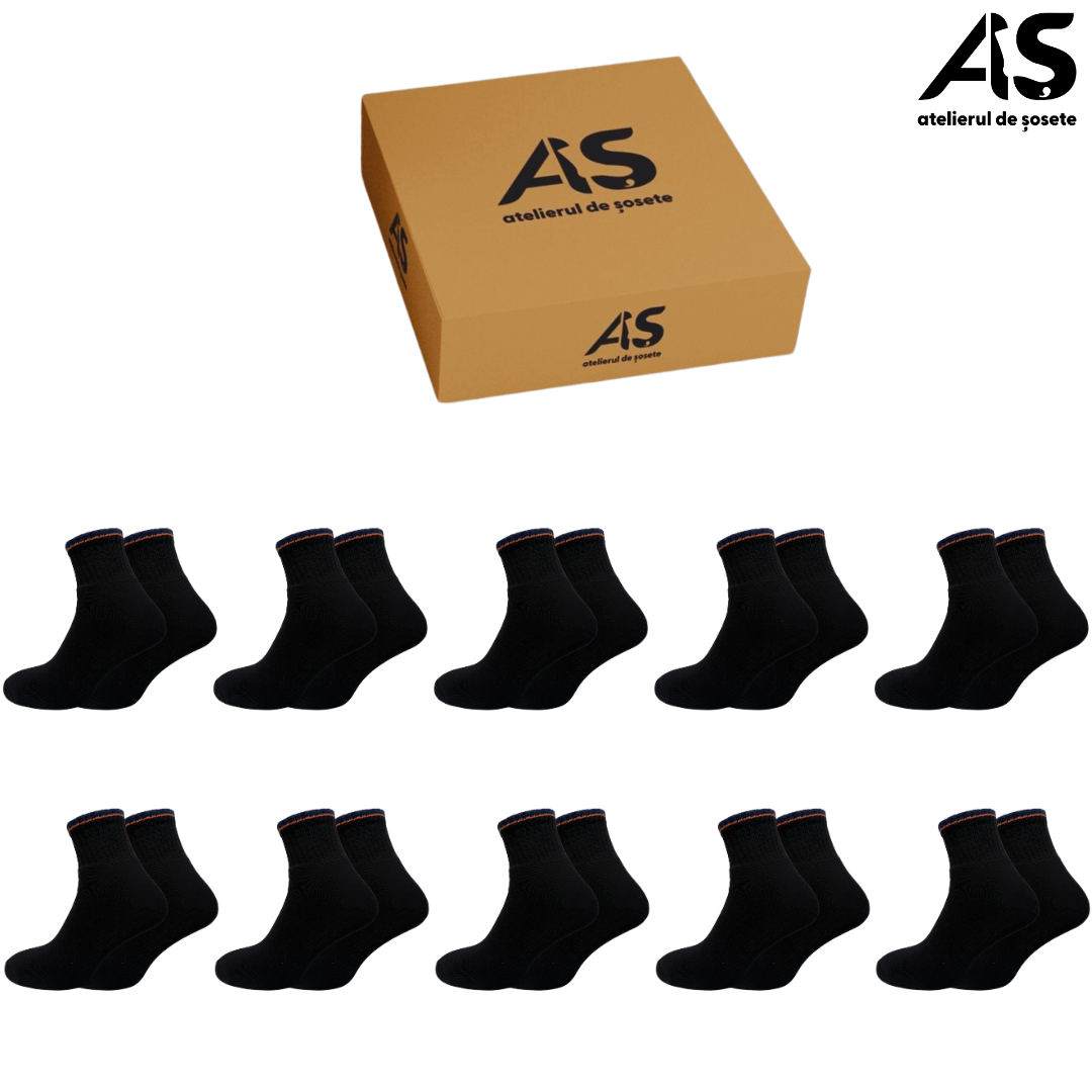 Cutie Șosete Groase Bărbați Flauș Total Semi-Scurte din Bumbac – 10 Perechi