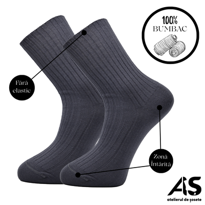 Cutie Șosete Medicinale Bărbați 100% Bumbac – Fără Elastic, Multicolor Închis, 15 Perechi