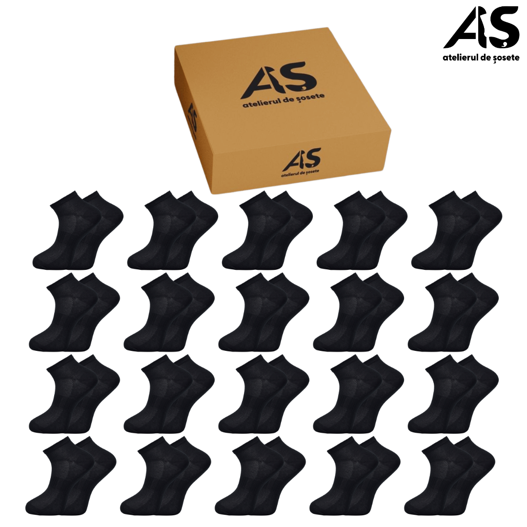 Cutie Șosete Bărbați Semi-Scurte Plasă Sport din Bumbac Pieptănat – 20 Perechi