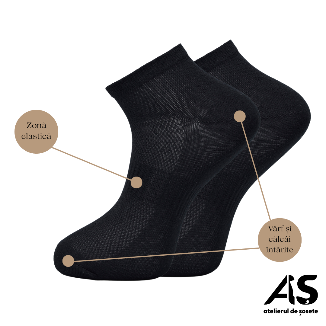 Cutie Șosete Bărbați Semi-Scurte Plasă Sport din Bumbac Pieptănat – 20 Perechi