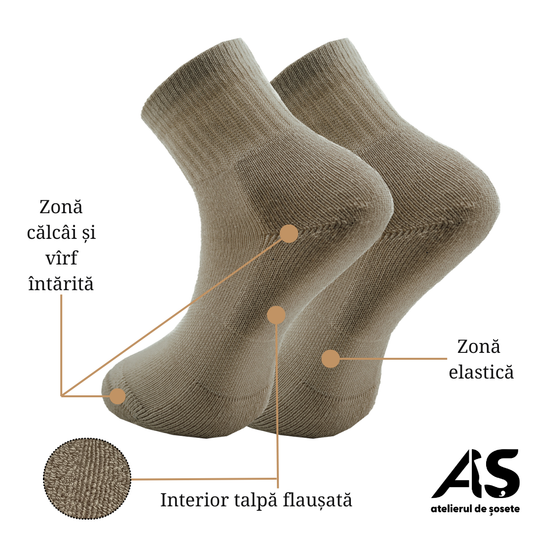 Cutie Șosete Groase Sport Damă cu Talpă Flaușată – Semi-scurte, 10 Perechi