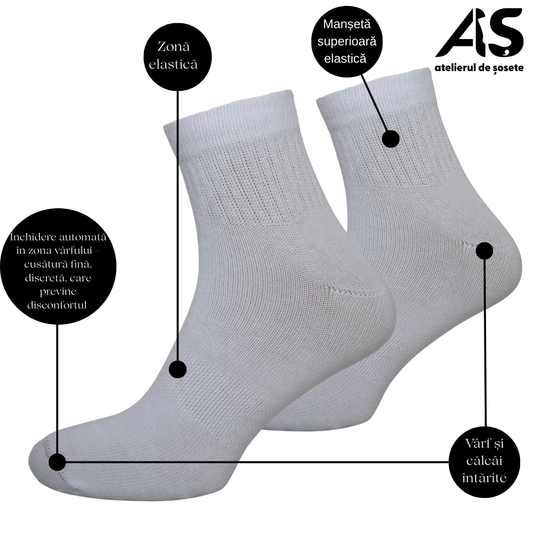 Cutie Șosete Damă Semi-Scurte Sport din Bumbac – 20 Perechi | Confort & Susținere