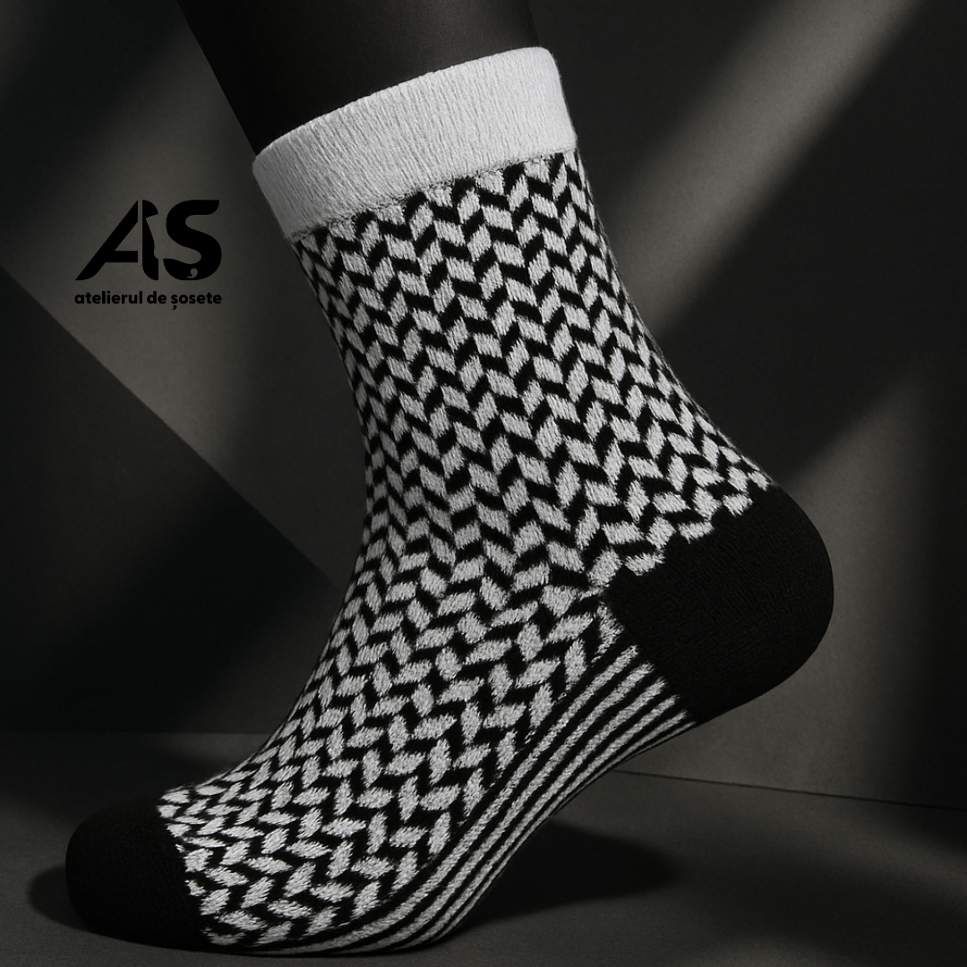 Cutie Șosete Damă Jacard din Bumbac – 15 Perechi | Confort Premium