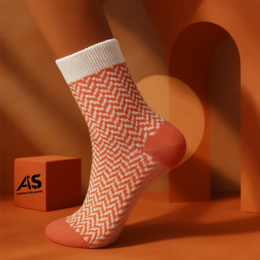 Cutie Șosete Damă Jacard din Bumbac – 15 Perechi | Confort Premium