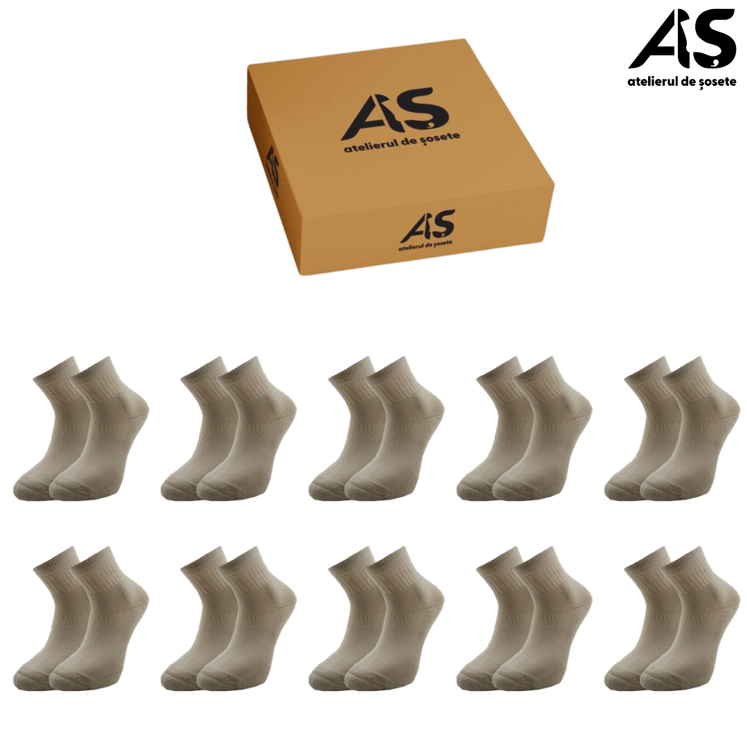 Cutie Șosete Bărbați Sport Semi-Scurte cu Talpă Flaușată din Bumbac Pieptănat – 10 Perechi