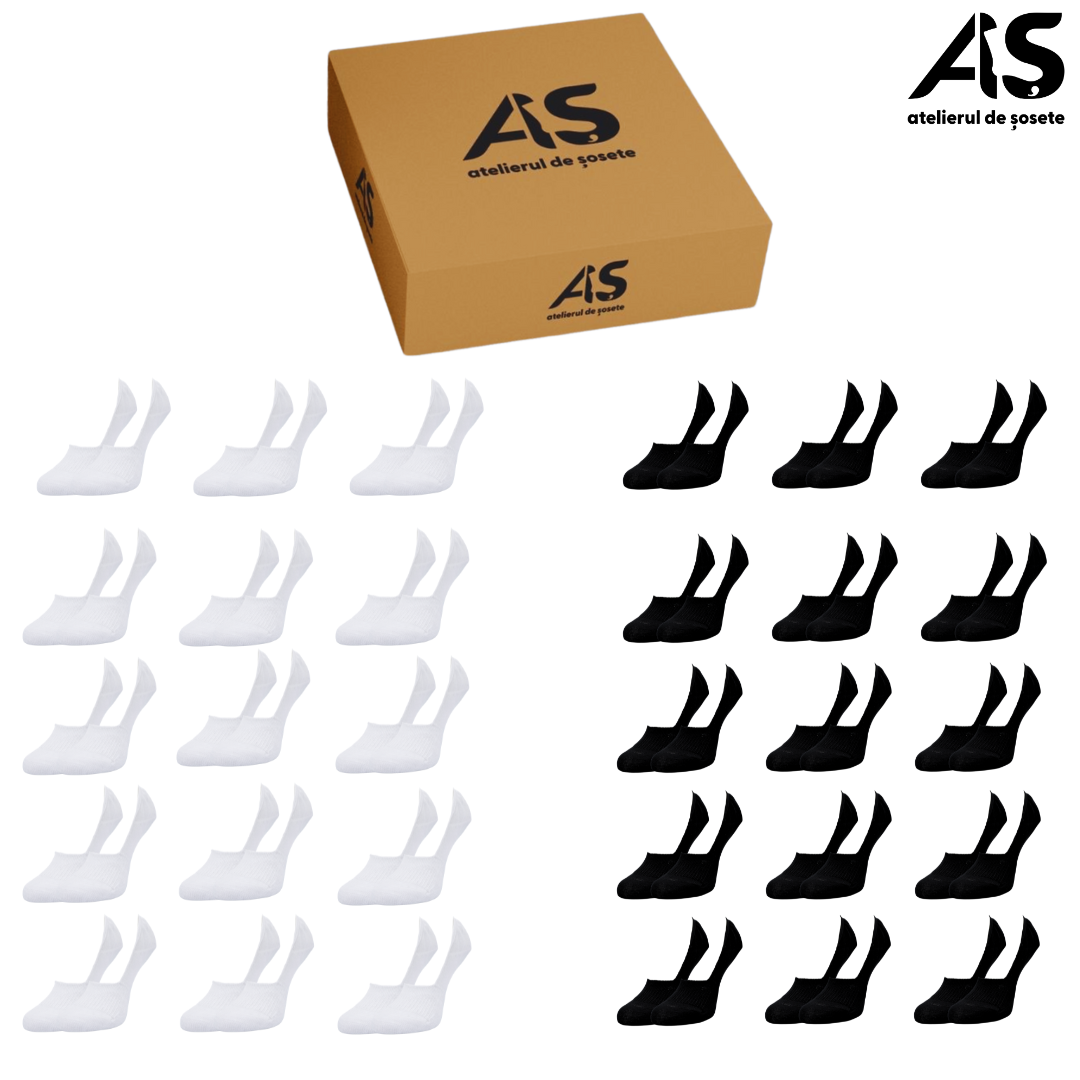 Cutie Șosete Invizibile Tip Tălpici Damă – Set Economic 30 Perechi